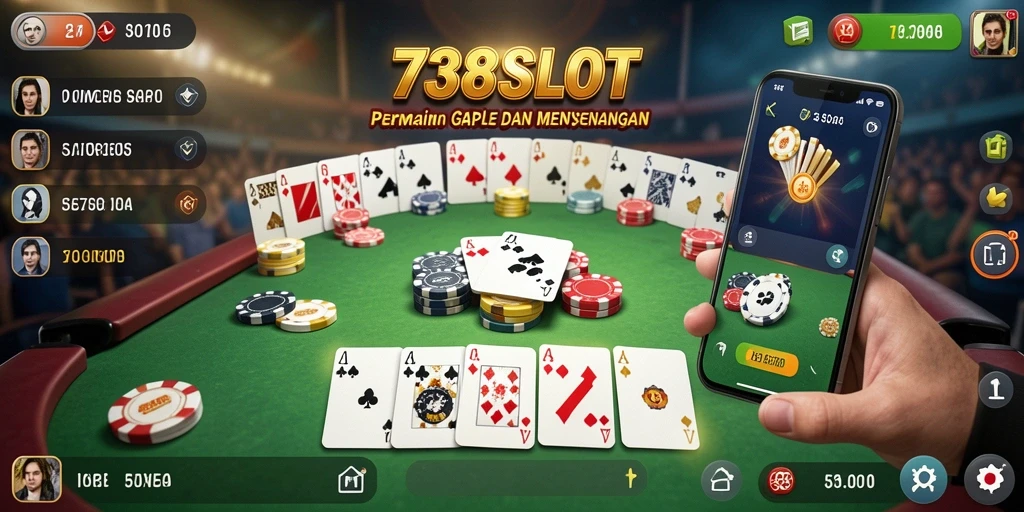 Tampilan menarik dari gameplay Gaple di 738SLOT.