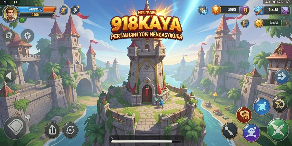 Tampilan gameplay menakjubkan dalam 918KAYA menunjukkan aksi Tower Defense yang seru.
