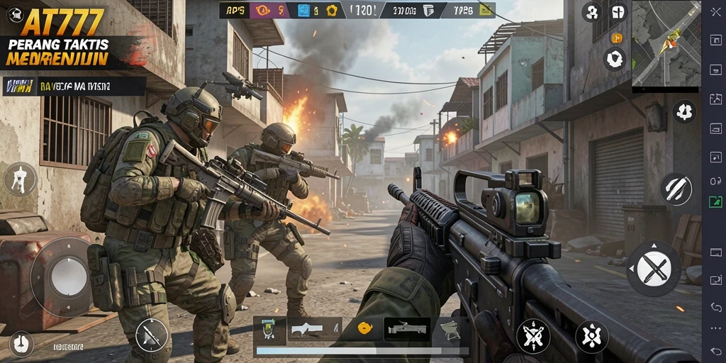Tampilan gameplay intens dari AT777 dengan aksi tembak-menembak yang mendebarkan.