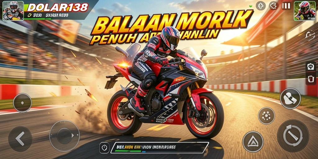 Gameplay seru DOLAR138 saat balapan motor di trek menantang.