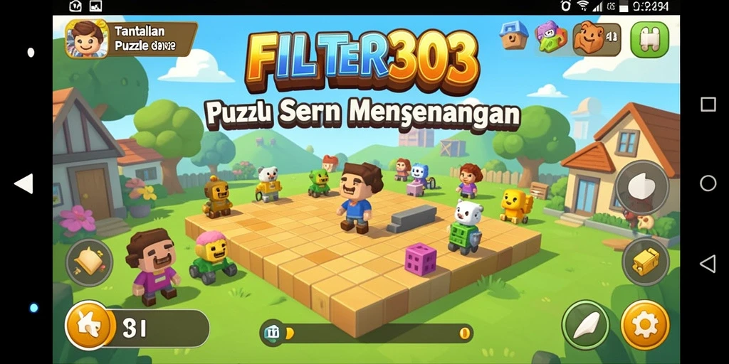 Screenshot gameplay FILTER303 menunjukkan tantangan puzzle menarik.