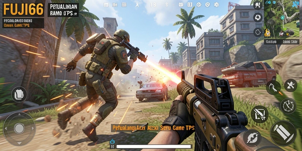 Tangkapan layar utama FUJI66 menampilkan aksi pertempuran mendebarkan dalam gameplay TPS.