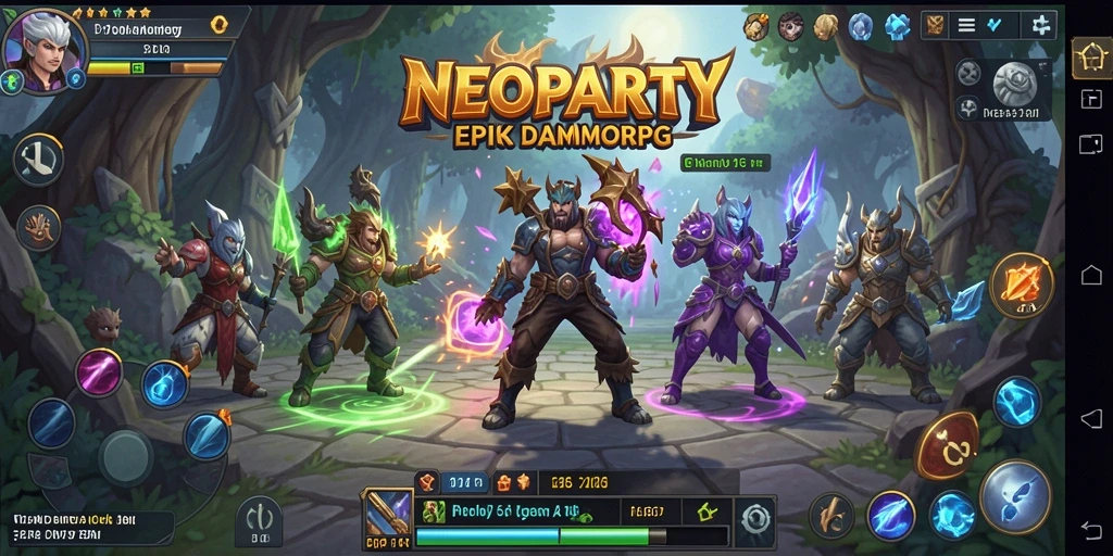 Screenshot utama NEOPARTY menampilkan pertarungan epik antar pemain