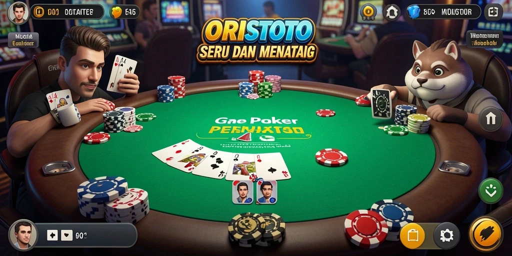 Tampilan gameplay poker ORISTOTO yang menarik dan interaktif.