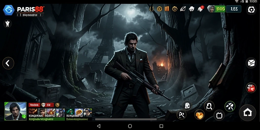 Tampilan gameplay menyeramkan dalam kegelapan.