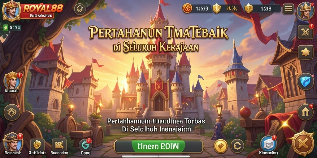 Gameplay ROYAL88 menampilkan berbagai menara dan musuh dalam pertempuran mendebarkan.