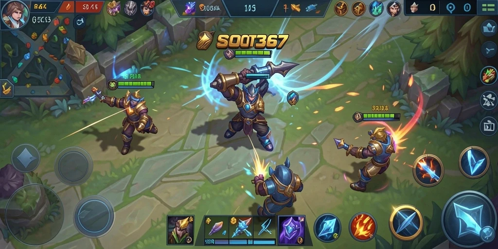 Tampilan gameplay menarik yang menunjukkan aksi seru dalam pertandingan MOBA.