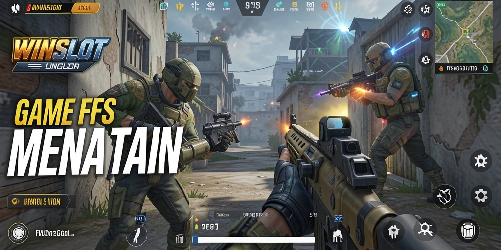 Screenshot gameplay WINSLOT menampilkan pertempuran intens di lingkungan yang dinamis.