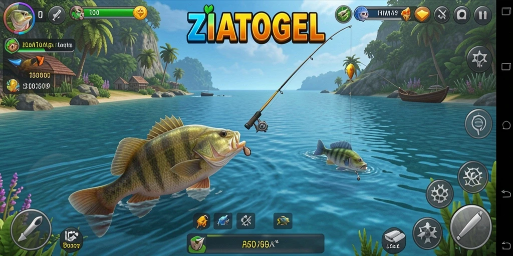 Gambaran menarik dari gameplay ZIATOGEL saat memancing di danau.
